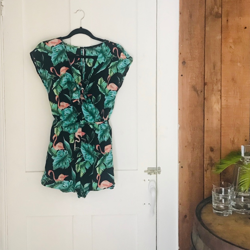 Flamingo floral summer romper